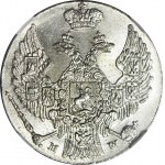 RRR-, Królestwo Polskie, 10 groszy 1840, W/M W, litera M wybita na stemplu puncą W, następnie przebita na M