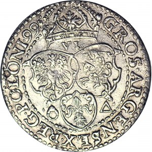 Sigismund III Vasa, Sixpence 1599, Malbork, beautiful