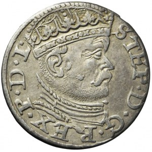 Stefan Batory, Trojak 1586, Riga, large head