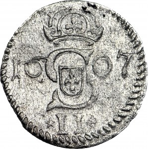 RRR-, Sigismund III Vasa, Dwudenar 1607, Vilnius, sehr seltener Jahrgang, T.20mk., R6