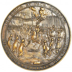 R-, Ladislaus IV. Wasa, Bronzeguss der Medaille Befreiung von Smolensk, 1636