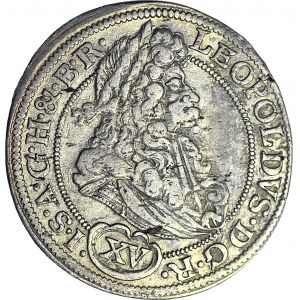 R-, Silesia, Leopold I, 15 krajcars 1694 CB, BRZEG, rare
