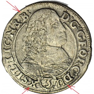 RRR-, Śląsk, Jerzy III Brzeski, 3 krajcary 1659, Brzeg, pierwszy rok bicia, NIENOTOWANY