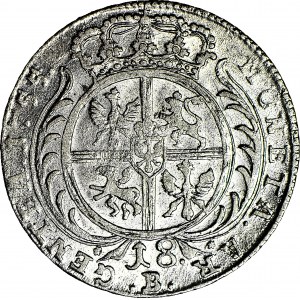 RR-, Naśladownictwo pruskie orta lipskiego Augusta III, 18 krajcarów Wrocław 1755