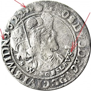 RRR-, Schlesien, Stadt Świdnica, Ferdinand II., 24 krajcars 1622, Büste des Heiligen Wenzel