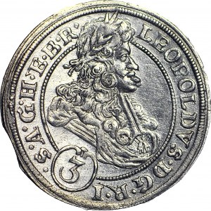 Śląsk, Leopold I, 3 krajcary 1696 CB, Brzeg, mennicze