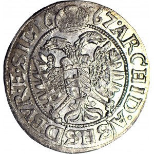 Śląsk, Leopold I, 3 krajcary 1667 SHS, Wrocław, SI, mennicze