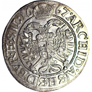 Schlesien, Leopold I., 3 krajcars 1667 SHS, Wrocław, SI, geprägt