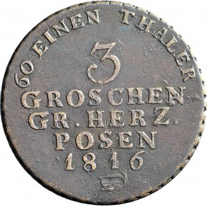 R-, Wielkie Księstwo Poznańskie, 3 grosze 1816 B, Wrocław