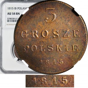 RRR-, 3 polnische Grosze 1815 IB, Warschau, EXTREM RARE ANNIVERSE