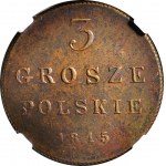 RRR-, 3 polnische Grosze 1815 IB, Warschau, EXTREM RARE ANNIVERSE