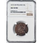 RRR-, 3 grosze polskie 1815 IB, Warszawa, EKSTREMALNIE RZADKI ROCZNIK