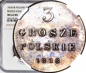 RR-, 3 grosze polskie 1818 IB, Warszawa, MENNICZE
