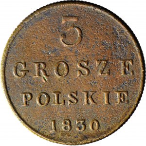 Kingdom of Poland, 3 Polish pennies 1830 FH, beautiful