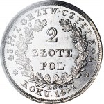 RRR-, Novemberaufstand, 2 Gold 1831, EINFACHES KREUZ in £, 2x seltener als ZLOTE