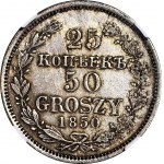 Russische Annexion, 25 Kopeken = 50 Grosze 1850, Warschau, EXKLUSIV