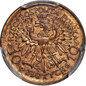 RRR-, 10 złotych 1925, Bolesław Chrobry, PRÓBA w brązie, stempel awersu głęboki/duży orzeł