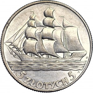 5 Gold 1936 Segelschiff, postfrisch