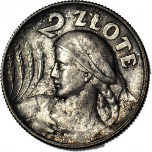 2 złote 1925, Żniwiarka, kropka po dacie (Londyn), wyśmienita