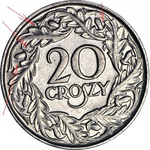 20 Groszy 1923, DUCH, Briefmarkenriss, postfrisch