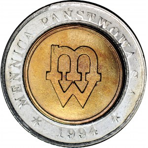 5 zloty 1994, Warsaw, MINT PROBLEM, mint.