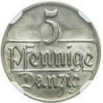 Free City of Gdansk, 5 pfennigs 1928, mint, rare