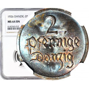 Free City of Danzig, 2 fenigs 1926, mint, color BN