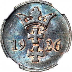 Free City of Danzig, 2 fenigs 1926, mint, color BN
