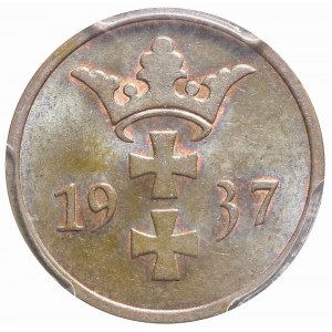 Free City of Danzig, 2 pfennigs 1937, mint, color BN