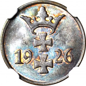 Free City of Gdansk, 1 fenig 1926, mint, color BN