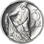 RRR-, 5 złotych 1960 Rybak, PODWÓJNE SŁONECZKO