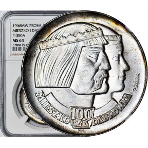 100 Zloty 1966, Mieszko und Dąbrówka, Köpfe, SILBERPROSPEKTIVE
