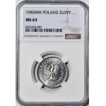 1 złoty 1985, mennicze, zdwojenie rysunku stempla - DOUBLE DIE