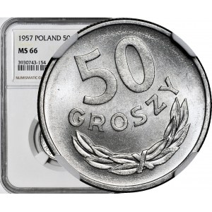 50 groszy 1957, mennicze, skrętka 335 stopni.