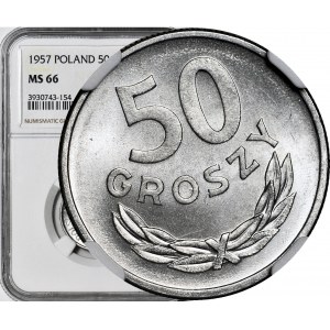 50 Pfennige 1957, postfrisch, 335 Grad Drehung.