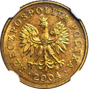 RR-, 1 Grosz 2004, mint, double destruct, REVERSE 180 degrees, minted by