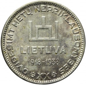 Lithuania, 10 lit 1938, 20th Anniversary of the Republic, Smetona