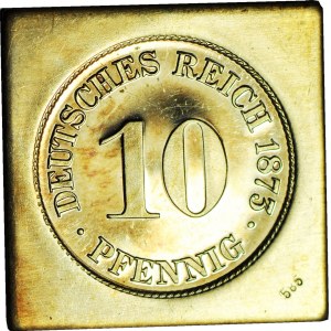 Niemcy, Cesarstwo Niemieckie, 10 fenigów 1873 G, KLIPA W ZŁOCIE