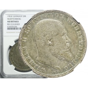 Deutschland, Württemberg, Wilhelm II, 5 Mark 1903 F, Stuttgart