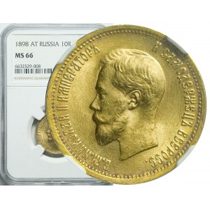 Russia, Nicholas II, 10 rubles 1898 АГ, St. Petersburg, magnificent