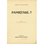 GWOLIŃSKA Renata: Pamiętasz..? Ilustrował Adam Marczyński. Kraków: Księgarnia Stefana Kamińskiego, [1944]...