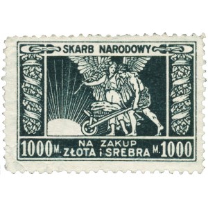 [ODBUDOWA Skarbu Państwa Polskiego] Skarb Narodowy na zakup złota i srebra 1000 M. - 1919 r. (2,6 × 3,7 cm)...