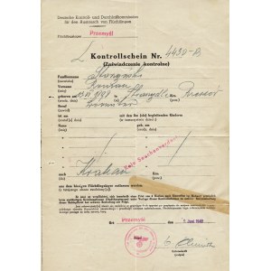 ZAŚWIADCZENIE kontrolne. Kontrollschein Nr. 4430-B...