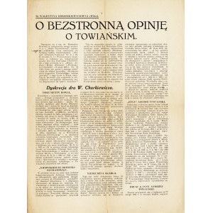 HOROSZKIEWICZÓWNA Walentyna (1890-1947): O bezstronną opinję o Towiańskim. [Kraków]...