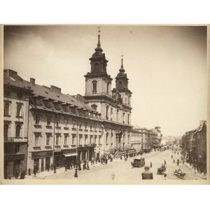 [WARSZAWA] Krakowskie Przedmieście, widok od strony Pałacu Staszica w stronę Placu Zamkowego. - po 1892 r...