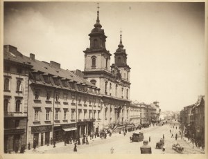 [WARSZAWA] Krakowskie Przedmieście, widok od strony Pałacu Staszica w stronę Placu Zamkowego. - po 1892 r...