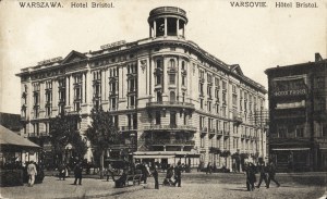 Hotel Bristol. Warszawa: A. Chlebowski, [1909]. - pocztówka cz.-b., 8,4 × 13,6 cm, obieg, bez znaczka...