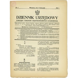DZIENNIK Urzędowy Zarządu Terenów Przyfrontowych i Etapowych. R. I, Nr. 4 Warszawa...