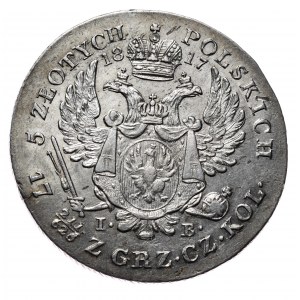 Królestwo Kongresowe, Mikołaj I, 5 złotych 1817 IB, Warszawa, Piękna!!!