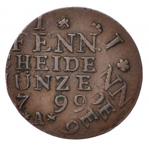 Prusy, Fryderyk Wilhelm III, 1 fenig 1799, efektowny destrukt